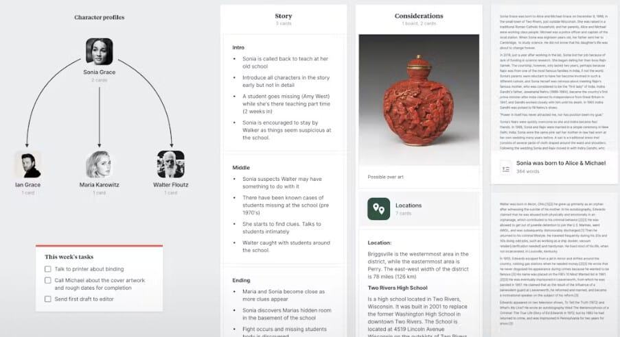 밀라노트 인물 관계도 예시