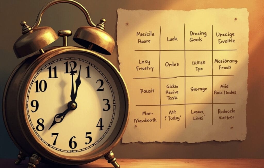 탁상 시계와 시간표