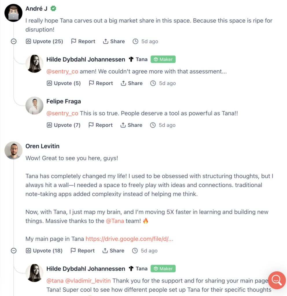 프로덕트 헌트(Product Hunt) 댓글